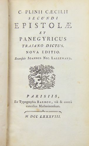 null PLINE. Epistolae et panegyricus trajano dictus. Nova editio. Paris, Barbou 1788....