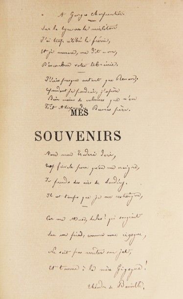 null BANVILLE (Théodore de). Mes souvenirs. Paris, Charpentier, 1882. In-12, demi...