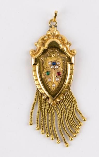 null Pendentif en or jaune 750 millièmes (18K) orné de petites perles baroque et...