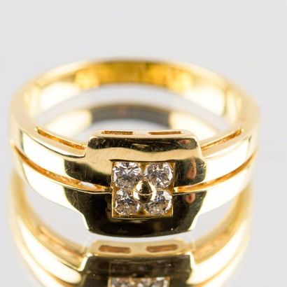 null Bague en or jaune 750 millièmes (18K) ornée d'un pavage diamants. Poids brut:...
