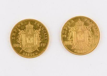 null Deux pièces de 100 FR or Napoléon III de 1859 et 1856