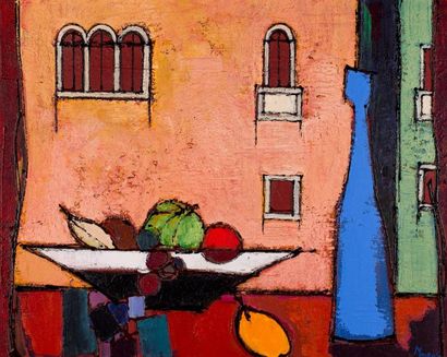 Jean MOIRAS (1945) "Petit déjeuner à Venise"
Huile sur toile, titrée et datée 2003...