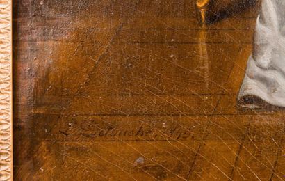 Laurent Didier DETOUCHE (1815-1882) Scène intimiste,
Huile sur toile signée en bas...