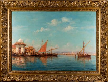 Paul SAVIGNY (1858-1916) Vue d'un port oriental.
Huile sur toile, signée en bas à...