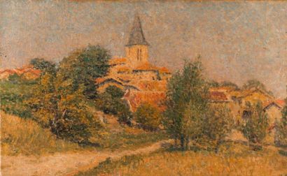Georges AUFRAY (XIX-XXème) Eglise.
Huile sur toile. 31x50 cm.
On y joint une petite...