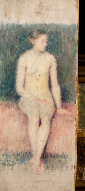 Georges AUFRAY (XIX-XXème) Deux études de nu: Femme allongée.
Huile sur papier, signée...