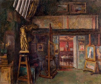 Georges AUFRAY (XIX-XXème) L'atelier de l'artiste.
Huile sur toile. 56x70 cm.
Provenance:...