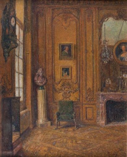Georges AUFRAY (XIX-XXème) Le grand salon du musée Carnavalet.
Huile sur toile, signée...