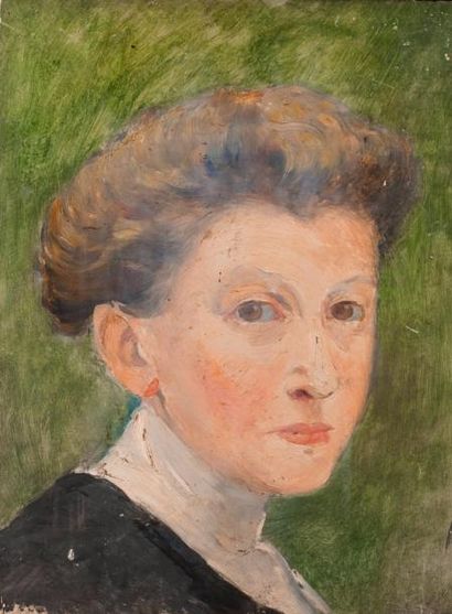 Suzanne AUFRAY GENESTOUX (XIX-XXème) Ensemble de trois portraits (dont un autoportrait?).
Huiles...