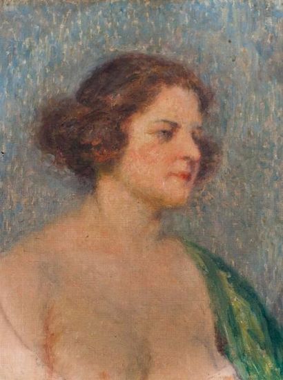 Georges AUFRAY (XIX-XXème) Ensemble de trois études: Femme en buste, huile sur toile...