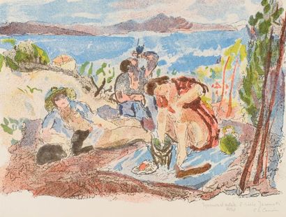 Charles CAMOIN (1879-1965) Déjeuner sur la plage.
Lithographie couleur signée, dédicacée...