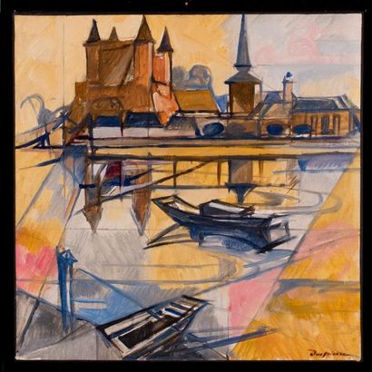 Jacques DESPIERRE (1912-1995) Remous à Saumur.
Huile sur toile signée en bas à droite...