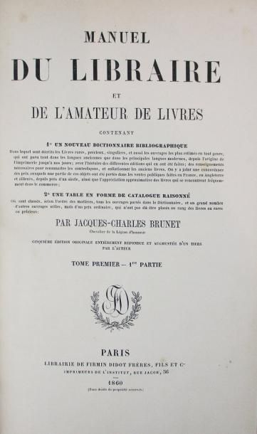 BRUNET (J.C.) 
Manuel du libraire et de l'amateur de livres. Paris, Firmin Didot,...