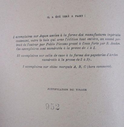 APOLLINAIRE (Guillaume) - PICASSO Calligrammes (1913-1916), avec un portrait de l'auteur...