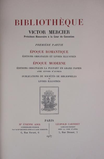 MERCIER (Victor) 
Bibliothèque Victor Mercier. Paris, E. Ader, L. Carteret, 1937....