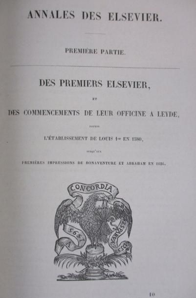 PIETERS (Charles) 
Annales de l'Imprimerie des Elsevier ou histoire de leur famille...