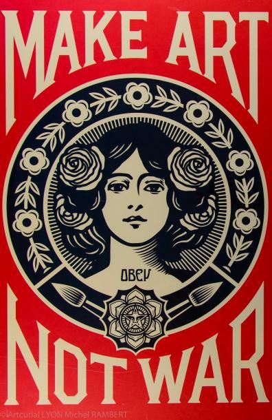 null Shepard FAIREY (1970). Make art. Sérigraphie, signée. 92x60 cm.