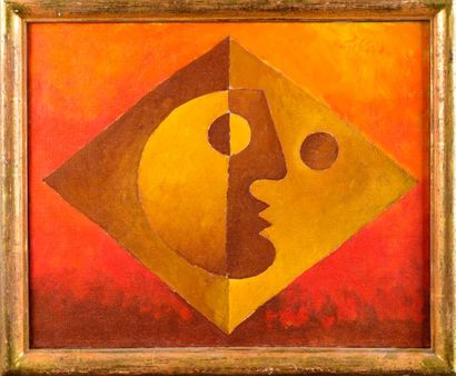 null Léon GISCHIA (1903-1991) . Visage double face. Huile sur toile, signée en haut...