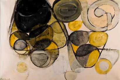 null Gustav BOLIN (1920-1999). Composition. Acrylique sur papier marouflée sur toile....