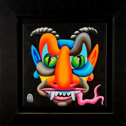 null Didier CHAMIZO (1951). Satan. Acrylique sur toile, empreinte de pouce en bas...