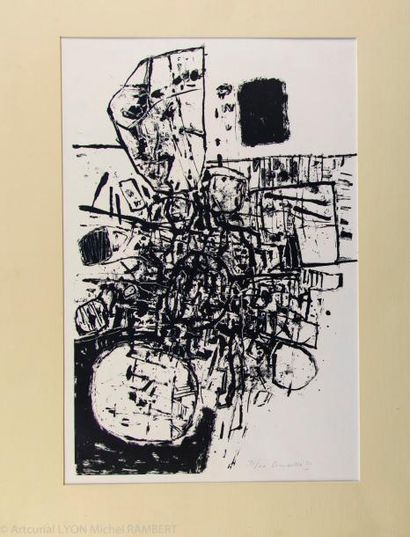null CORNEILLE (1922-2010). Composition, 1960. Lithographie noir et blanc signée,...