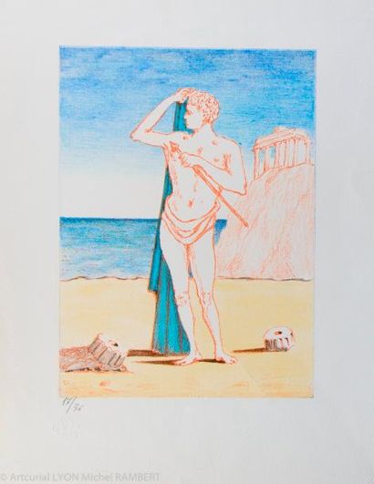 null Giorgio DE CHIRICO (1888-1978). Agomonte drappo verde. Lithographie couleur...