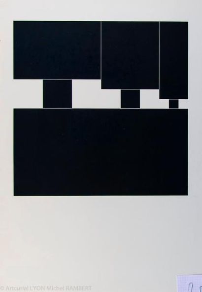 null Erwin HEERICH (1922-2004). Composition en noir et blanc. Lithographie signée...