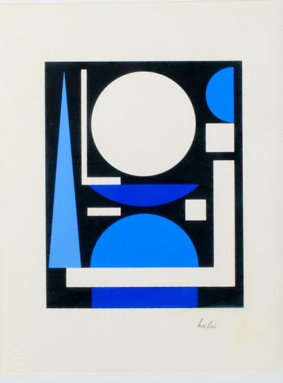 null Auguste HERBIN (1882-1960). Composition géométrique. Lithographie couleur signée,...