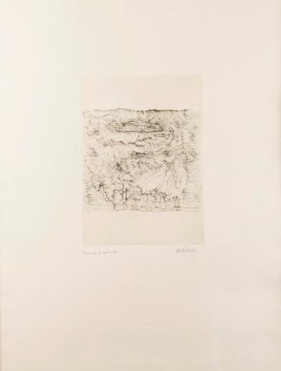 null Hans BELLMER (1902-1975). Paysage. Eau-forte signée, épreuve d'artiste. 63,48...