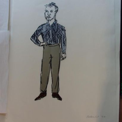 null Stephan BALKENHOL (1957). Homme debout, 1997. Lithographie couleur signée et...