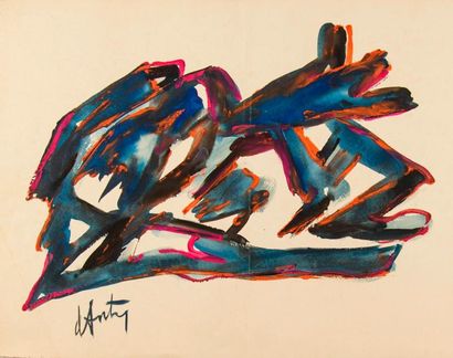 Henry Maurice D'ANTY (1910-1998). Compositions. Aquarelle et gouache sur papier,...