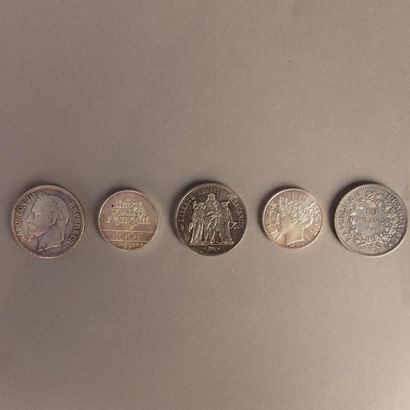 null Lot de pièces argent : 

- 4 pièces de 10 FF DE 1965 et 1966

- 5 pièces de...