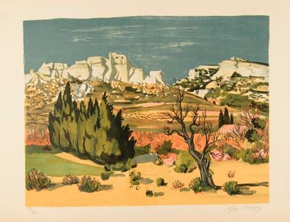 Yves BRAYER (1907-1990). Les Baux de Provence. Lithographie couleur, signée et numérotée...
