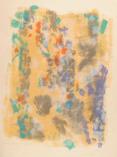 Camille BRYEN (1907 - 1977). Bois de feu. Lithographie couleur sur Japon, signée,...