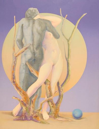 Jean Paul CLEREN (1940). Le couple. Lithographie couleur sur BFK rives, signée E.A....