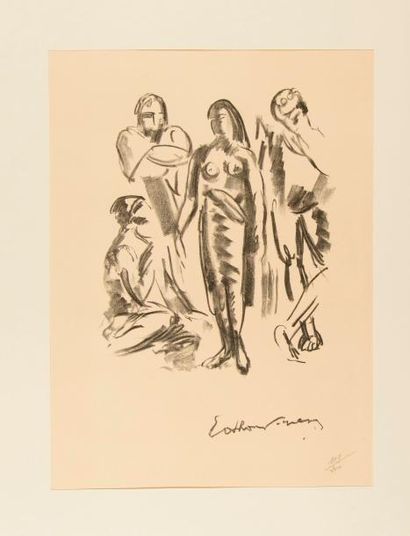 Émile Othon FRIESZ (1879-1949). Indécision. Lithographie noir et blanc signée dans...