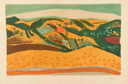Henri HAYDEN (1883-1970). Paysage, 1961. Lithographie couleur signée, datée et numérotée...