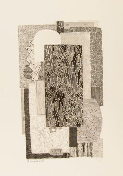 Roger VIEILLARD (1907-1989). Composition en noir et blanc. Gravure signée et numérotée...