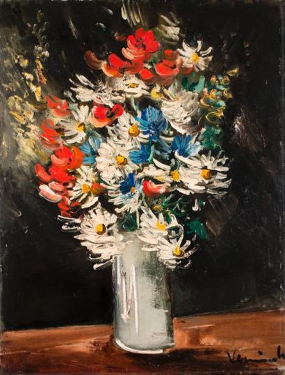 null Maurice de VLAMINCK (1876-1958). Bouquet de fleurs des champs. Huile sur toile,...