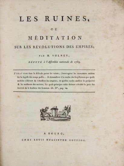 VOLNEY (Constantin François comte de) Les Ruines, ou Méditation sur les révolutions...