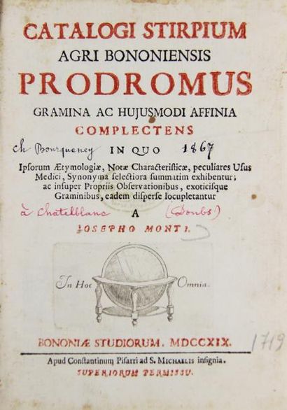 null [BOTANIQUE]. MONTI (J). Catalogi agri bononiensis prodomus gramina... Bologne,...
