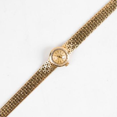 null Montre bracelet de femme en or jaune 750 millièmes (18K), boîtier rond de marque...