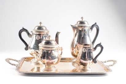 null Service à thé ou café en métal argenté comprenant: une cafetière, une théière,...