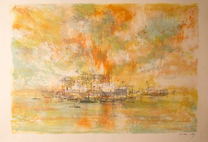 Michel CIRY (né en 1919) Lot de 3 lithographies. 100/150 - Le bateau ou Marée basse....