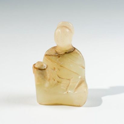 CHINE Statuette de personnage assis en jade.
H: 7,4 cm.