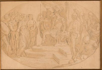 Ecole Française du XVIIIème siècle Le jugement de Pâris.
Gravure. 34x23 cm. Enca...