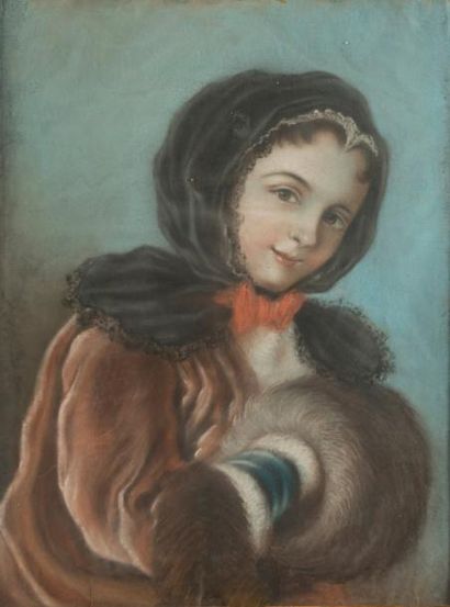 Ecole française du XVIIème siècle - D'après Nicolas LANCRET (1690 - 1743) Jeune femme...