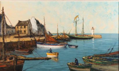 Alexandre Gabriel GAILLARD-DESCHAMPS (c.1903 - 1984) Le port Halligan, (Morbihan).

Huile...