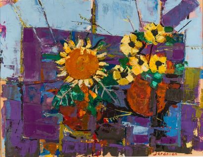 Richard JERANIAN (né en 1921) Bouquet de fleurs d'été.
Huile sur carton signée en...