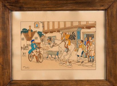 HARRY ELIOTT (1882 - 1959) Scènes animées de chevaux. Deux gravures en couleur.
41,5x30,5...